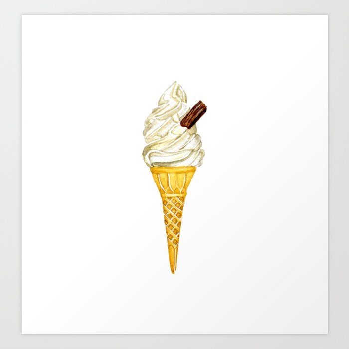 Soft Serve 'Mr Whippy' Ice Cream in Watercolor Art Print
