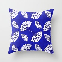 African Floral Motif on Royal Blue Throw Pillow