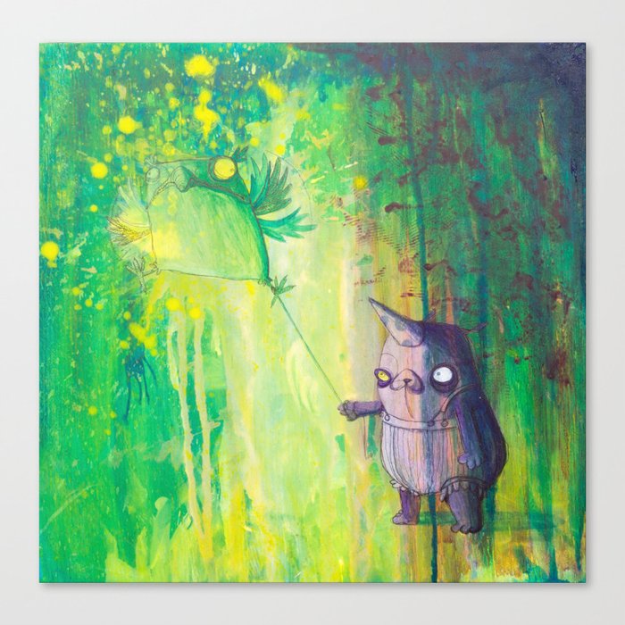the shmorbled panda with an owl at the leash Canvas Print