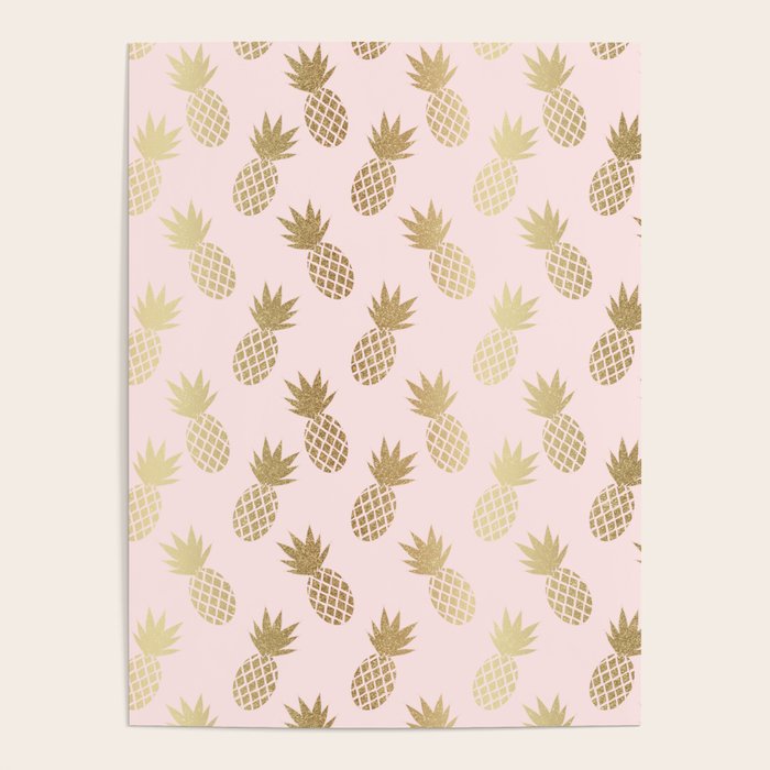 Pink & Gold Pineapples Pattern Poster by tanyadraws Society6