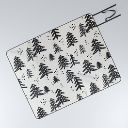 Christmas Trees Pattern – Black Picnic Blanket
