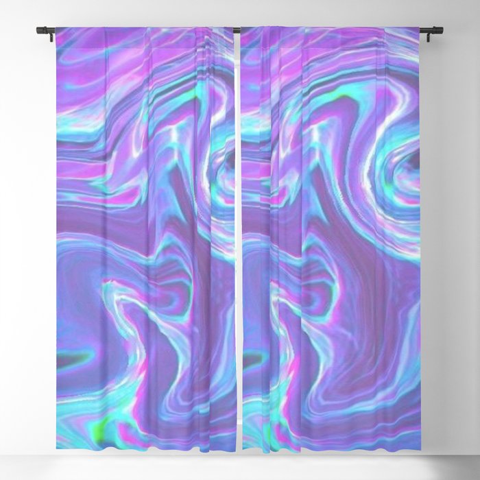 Holographic Vaporwave Purple Design Blackout Curtain