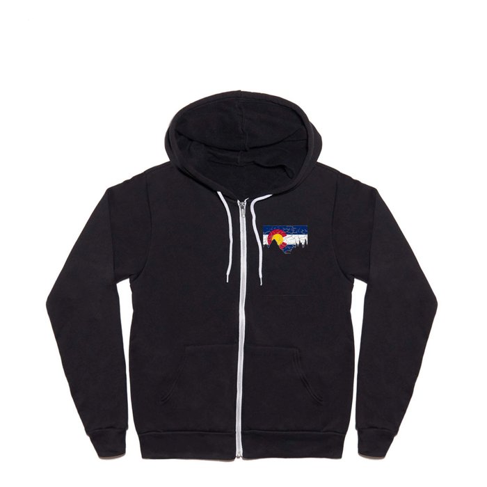 Colorado Flag and Mountains Full Zip Hoodie