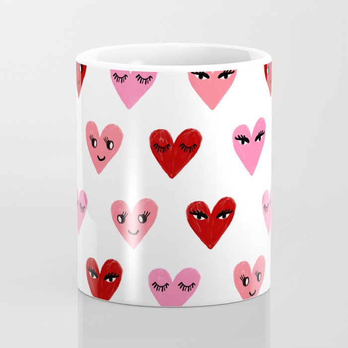 Heart love valentines day gifts hearts with faces cute valentine red and  pink Coffee Mug
