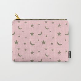 Pink background with grey moon and star pattern Carry-All Pouch