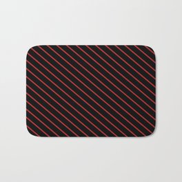 [ Thumbnail: Red & Black Colored Lined/Striped Pattern Bath Mat ]