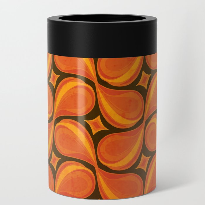 Mod retro Burnt Orange pattern Can Cooler