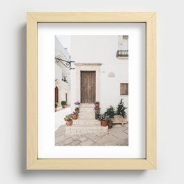 wooden door in Locorotondo | Stairway | Italy | Travel photography pastel Art Print Recessed Framed Print