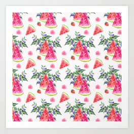 Seamless watermelons pattern. Art Print