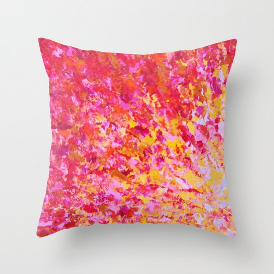 ROMANTIC DAYS - Lovely Sweet Romance, Valentine's Day Sweetheart Pink Red Abstract Acrylic Painting Throw Pillow