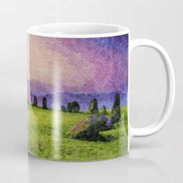 Sunrise at Castlerigg Stone Circle, Keswick, Lake District, Uk. Watercolour Painting Coffee Mug