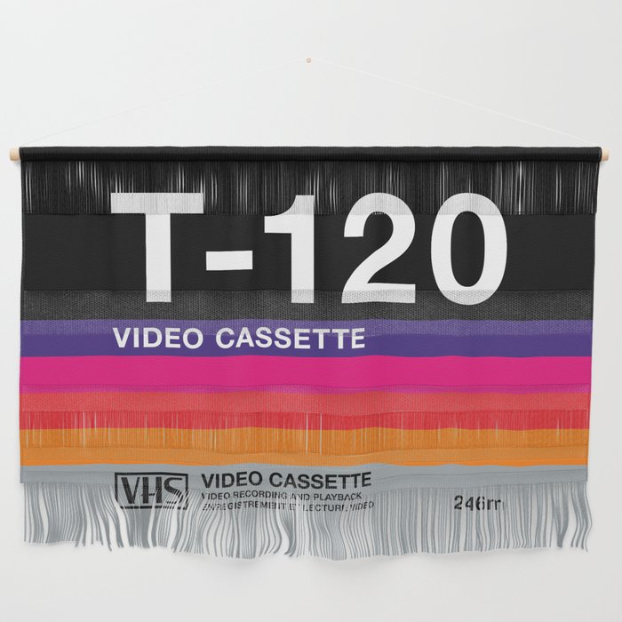 VHS cassette, case T-120 - retrowave poster, retrowave art Wall Hanging