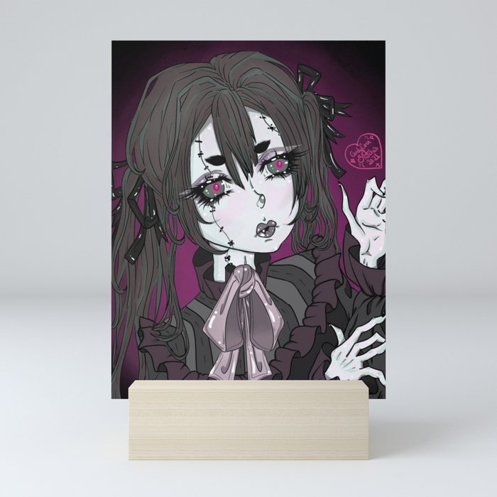 Zombie Anime Girl Mini Art Print