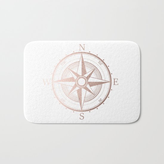 Rose Gold Compass Bath Mat