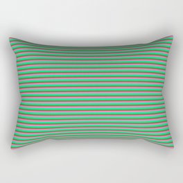 [ Thumbnail: Hot Pink, Green, and Dark Olive Green Colored Striped Pattern Rectangular Pillow ]