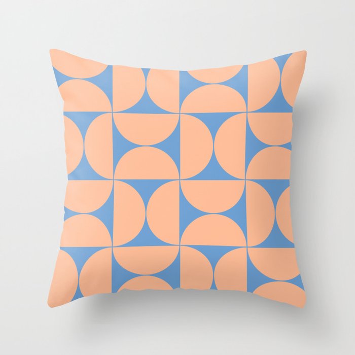 Mid-Century Modern Pattern No.79 - Little Boy Blue and Peach Fuzz Throw Pillow