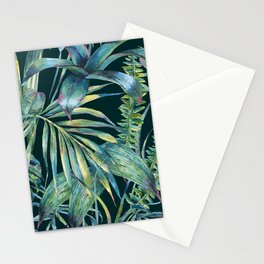 Watercolor green tropical leaves Stationery Cards