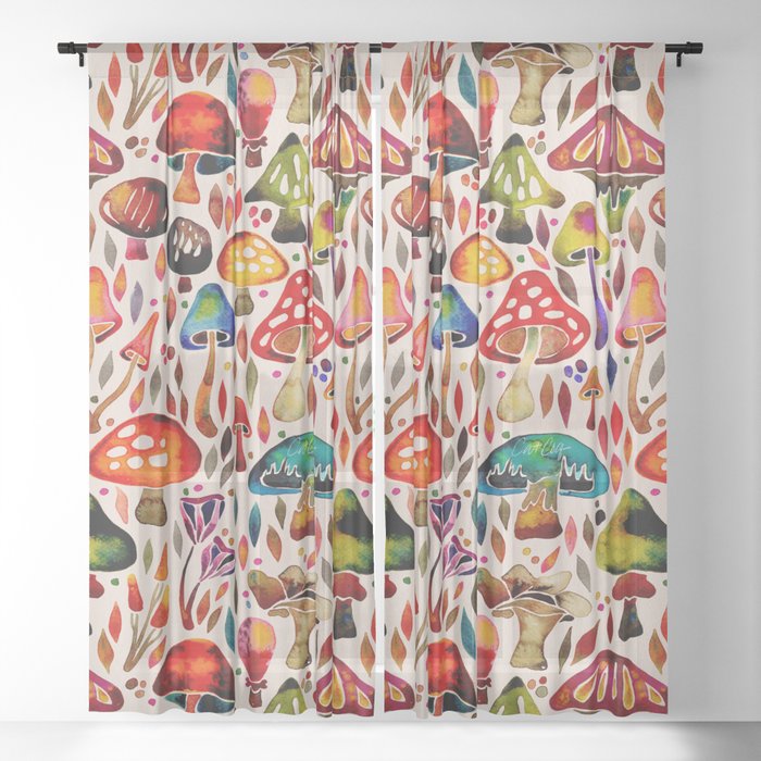 Mushroom Magic – Retro Palette Sheer Curtain