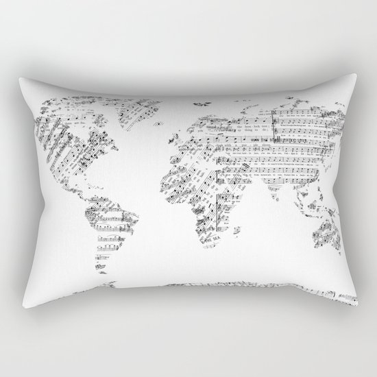 world map music vintage white Rectangular Pillow