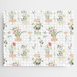 Pretty Wildflowers Floral Pattern Jigsaw Puzzle
