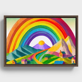 Rainbow Village #4 Framed Canvas