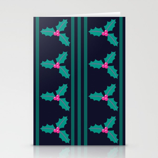 Stripes and Holly Geometric Stripes 2 Stationery Cards