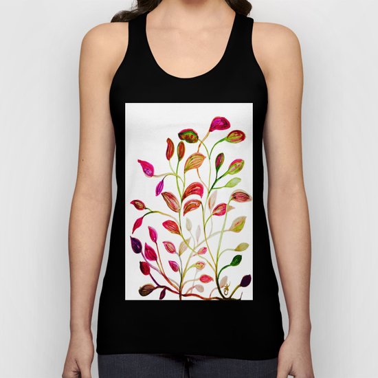 Red and Green Leaves! Happy Holidays! Unisex Tank Top