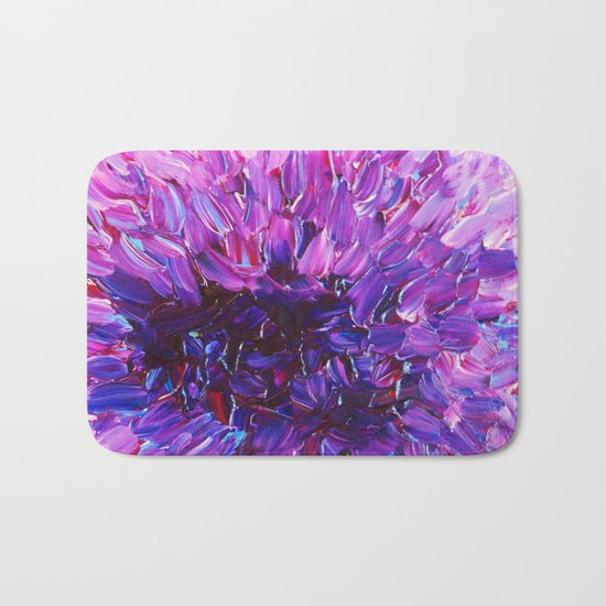 LOTUS BLOSSUM - Beautiful Purple Floral Abstract, Modern Decor in Eggplant Plum Lavender Lilac Bath Mat