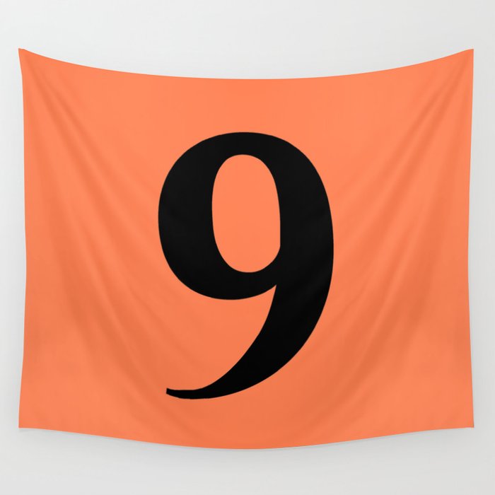 9 (BLACK & CORAL NUMBERS) Wall Tapestry