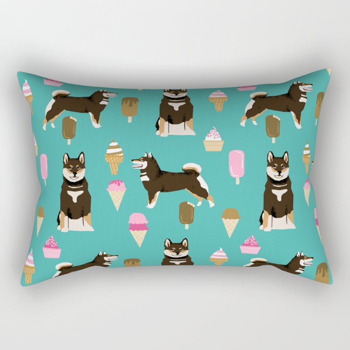 shiba inu black and tan ice cream dog breed pet pattern dog mom Rectangular Pillow