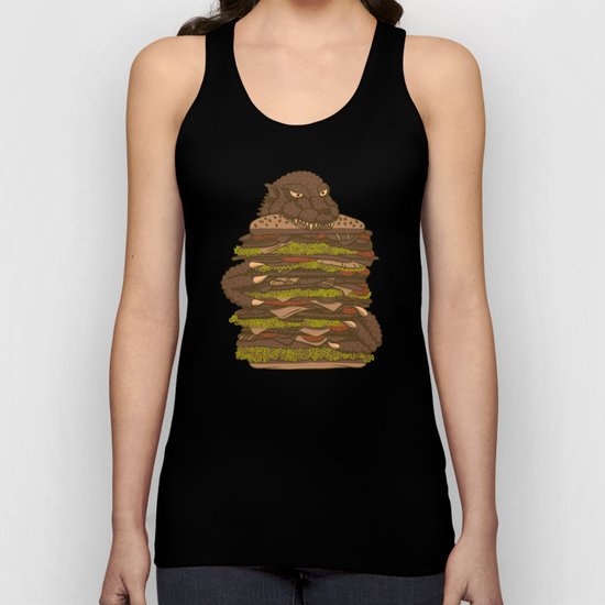 Godzilla vs Hamburger Unisex Tank Top