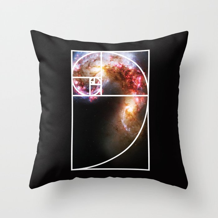 Fibonacci Spiral Galaxy Throw Pillow
