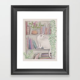 Book Cat Framed Art Print