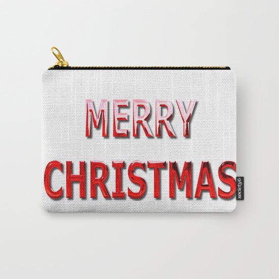 Merry Christmas Message in Red Chrome Carry-All Pouch