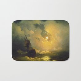 Ivan Aivazovsky - Stormy sea at night Bath Mat | Canvas, Wallart, Pavlovskmuseum Pr, Artprint, Marineart, Decor, Vintage, Painting, Oilpaint, Sailingship 