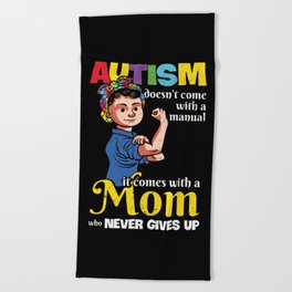 Autism Mom Vintage Beach Towel