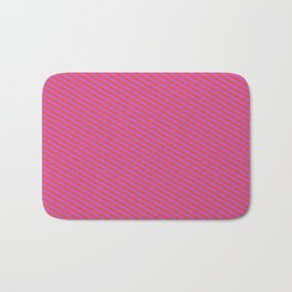 [ Thumbnail: Orchid and Red Colored Pattern of Stripes Bath Mat ]