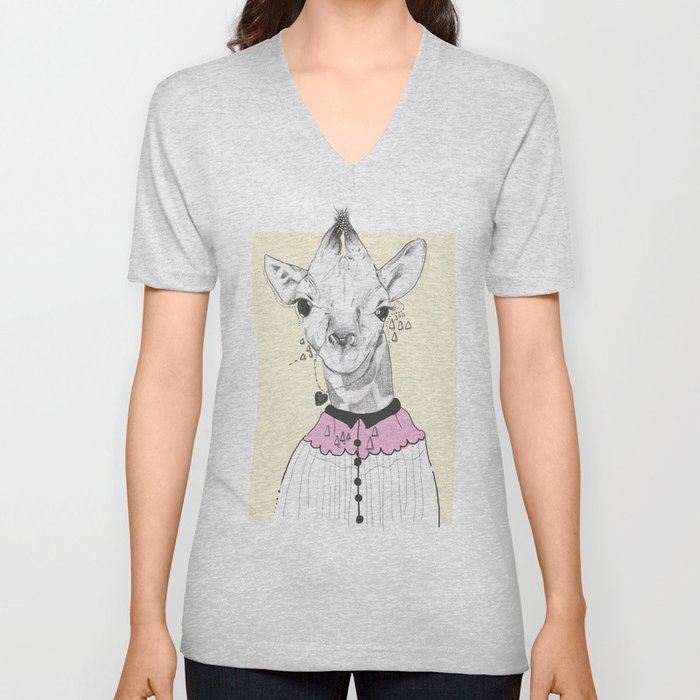 Grandma Giraffe V Neck T Shirt