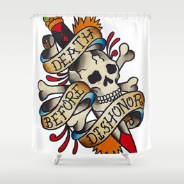 Death Before Dishonor Shower Curtain | Dagger, Tattoodesign, Americantraditional, Tattoo, Tattooflash, Painting, Traditionaltattoo, Watercolor, Americana, Tattoostyle 