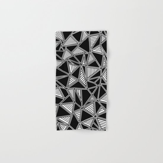 Abstract Outline Lines Black Hand & Bath Towel