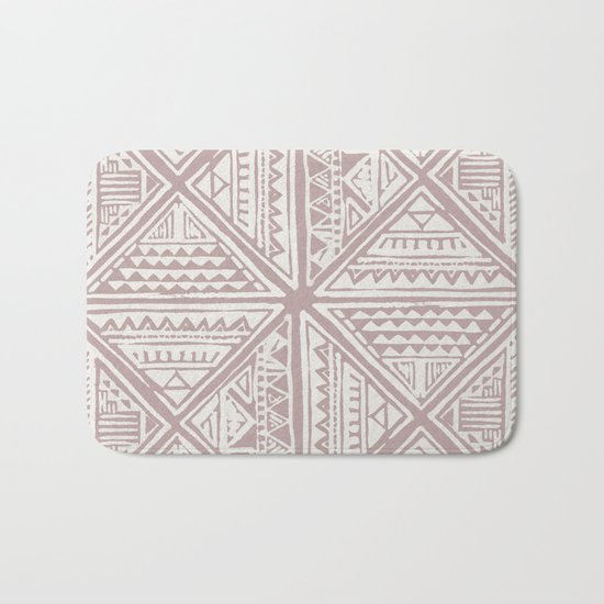 Simply Tribal Tile in Red Earth on Lunar Gray Bath Mat