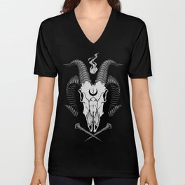 Occult Goat Skull V Neck T Shirt