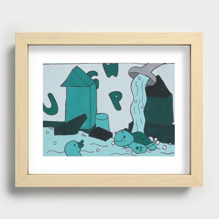 running a bath Recessed Framed Print