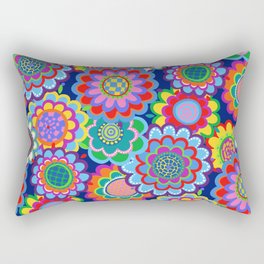Jewel Tone 70s Floral Rectangular Pillow