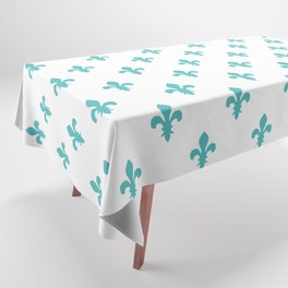 Fleur-de-Lis (Teal & White Pattern) Tablecloth