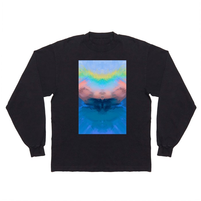 Blue Mountain Morning Abstract Design Long Sleeve T Shirt