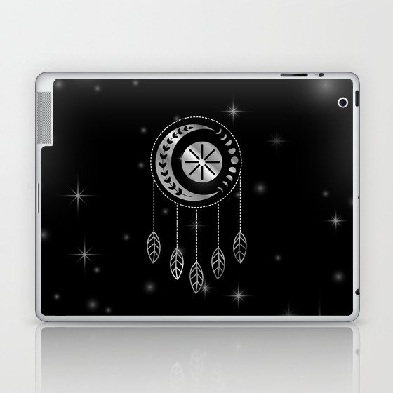 Tribal moon phases dream catcher in silver Laptop & iPad Skin