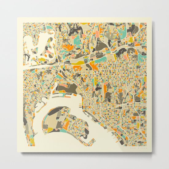 San Diego Map Metal Print
