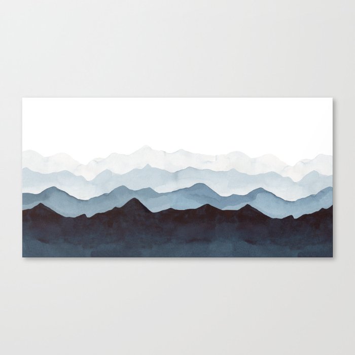 Indigo Mountains Landscape Canvas Print by Kris Kivu