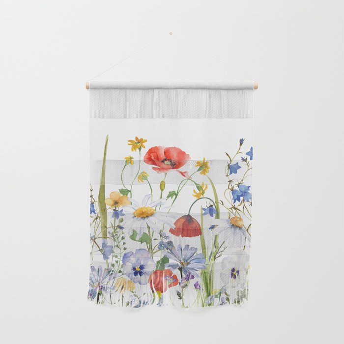 Scandinavian Colorful Midsummer Wildflowers Meadow  Wall Hanging